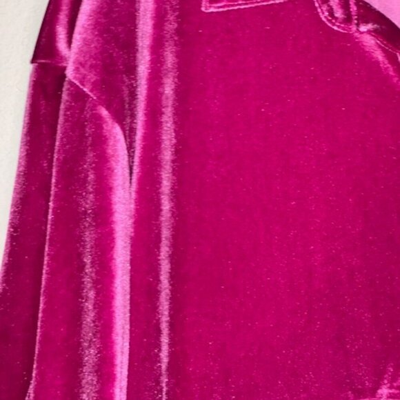 No Brand Magenta Velvet Button Down Plus Mini Dress - Picture 6 of 8